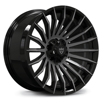 Custom forged black concave wheels, designed for Land Rover Defender 110, showcasing super deep concave design.